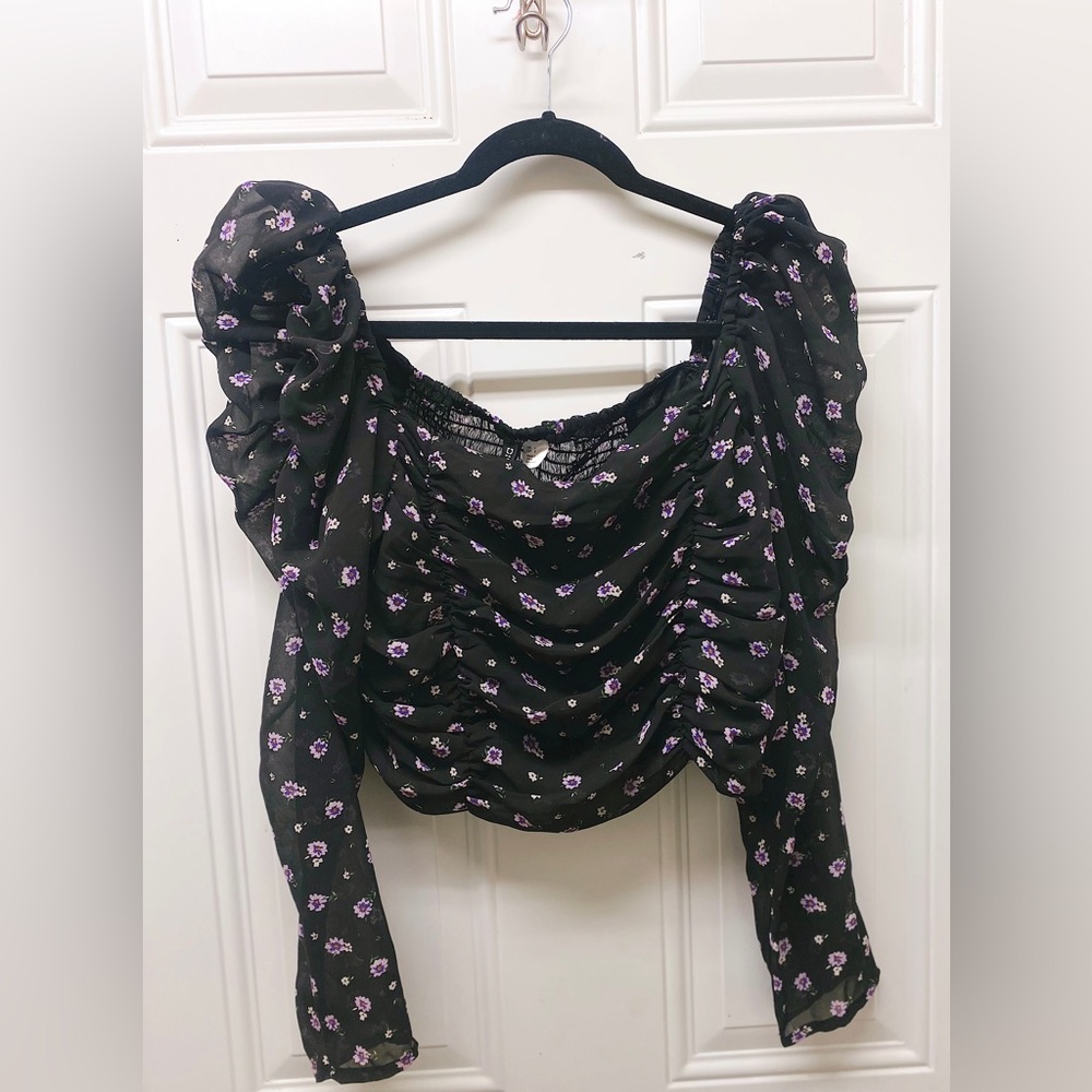 H&M divided long- sleeve mesh top